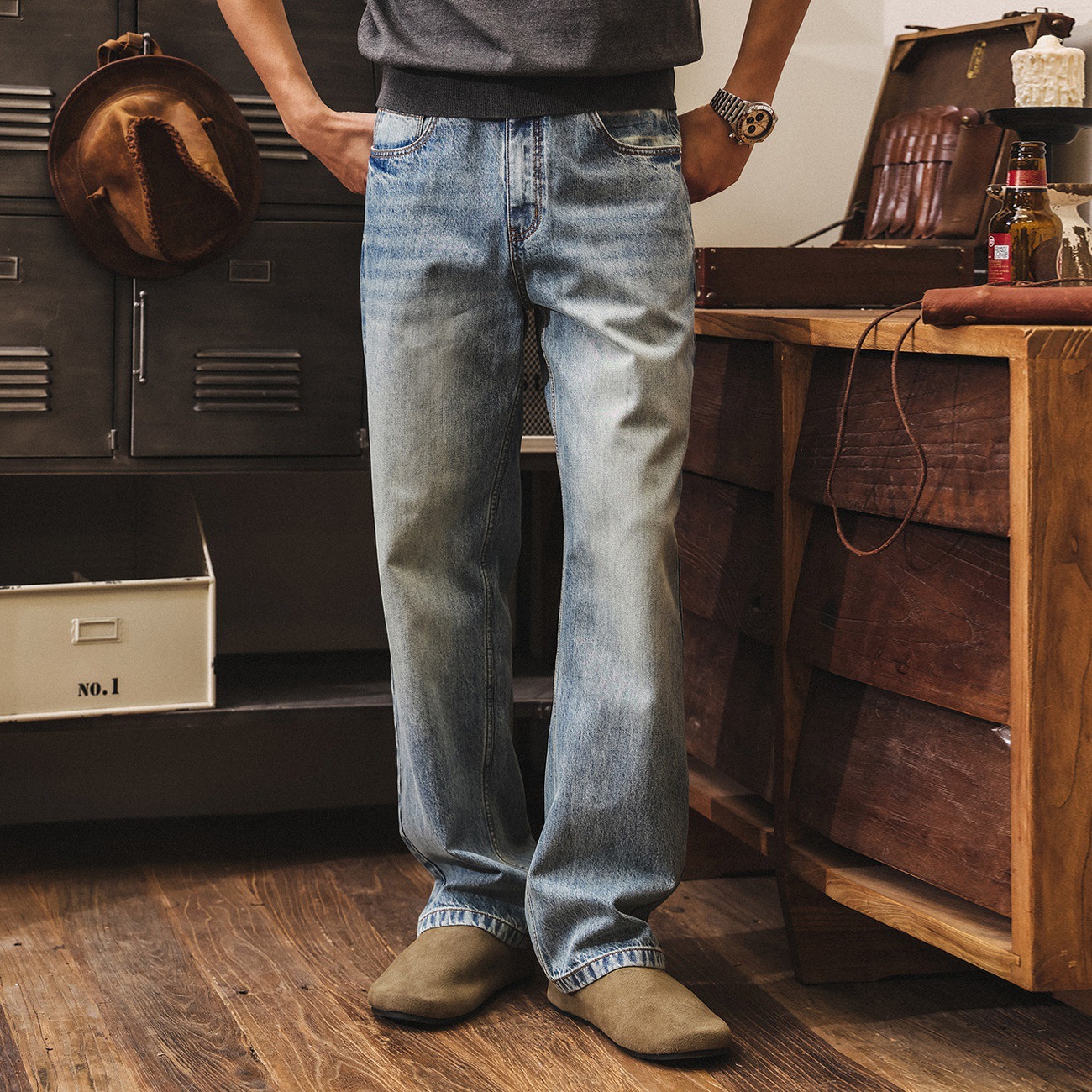 美式復古直筒牛仔褲男款春季潮牌水洗休閒褲2026新款寬鬆潮流長褲