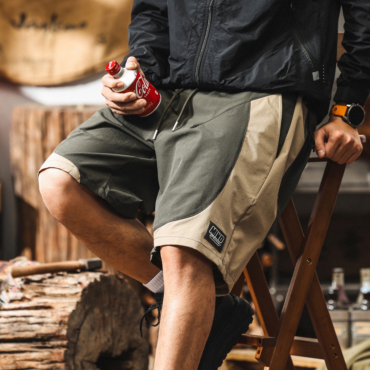 山系戶外工裝褲子男款夏季運動速幹中褲男寬鬆直筒薄款男生五分褲