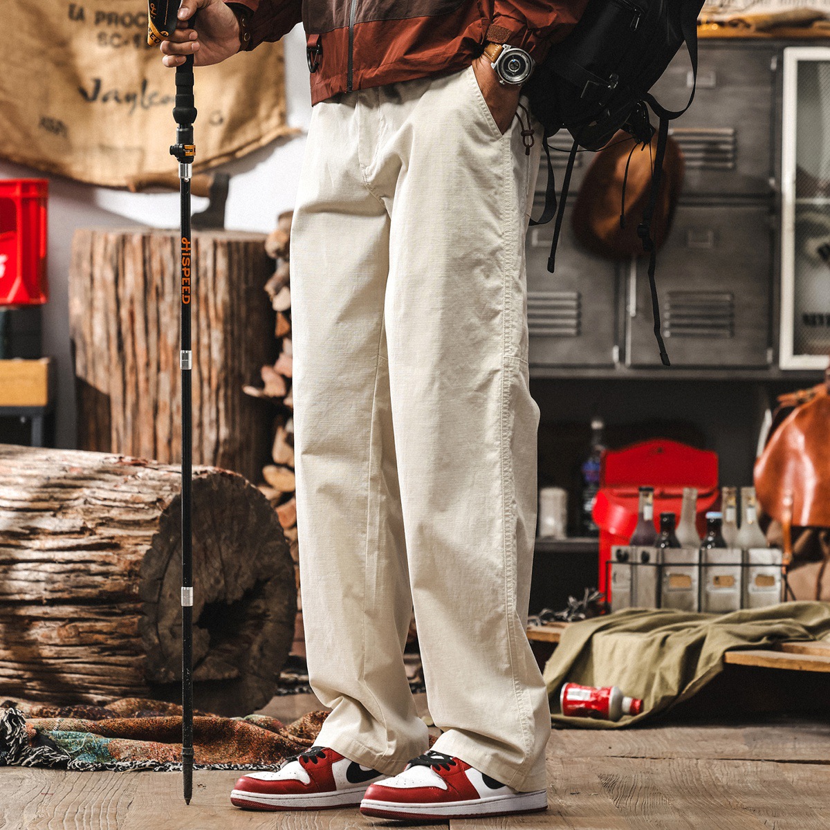 高級感仿麻休閒褲男士夏季新款寬鬆直筒褲子美式復古薄款簡約長褲