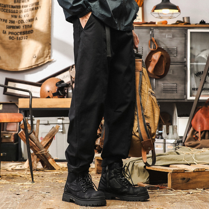 美式復古黑色工裝褲男秋季新款潮牌戰術獵裝寬鬆休閒長褲男款褲子