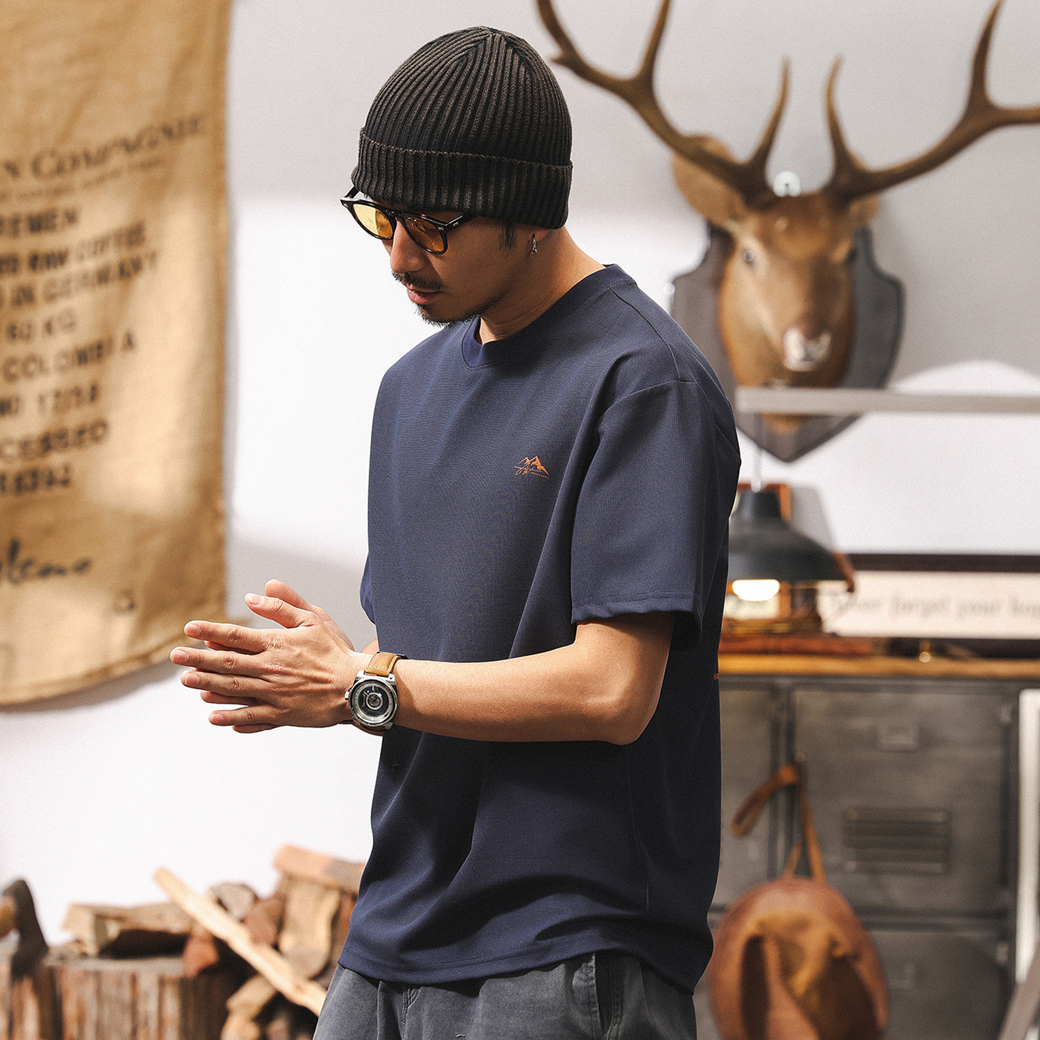 美式復古山系戶外透氣T恤男短袖夏季薄款運動速乾衣寬鬆男士上衣