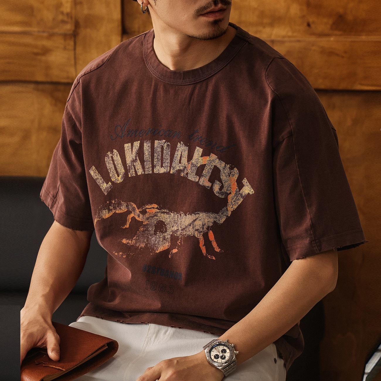 美式復古水洗280g重磅T恤短袖男款夏季潮流新款寬鬆半袖男裝上衣