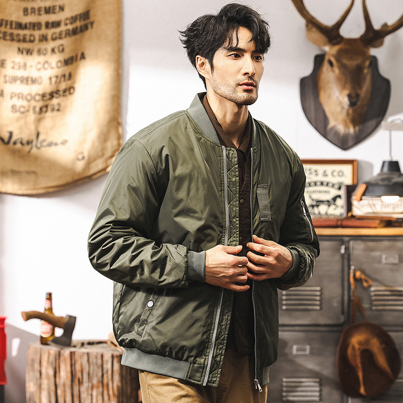 美式復古MA1飛行員夾克2024新款冬季加厚工裝棉服男士秋冬款外套