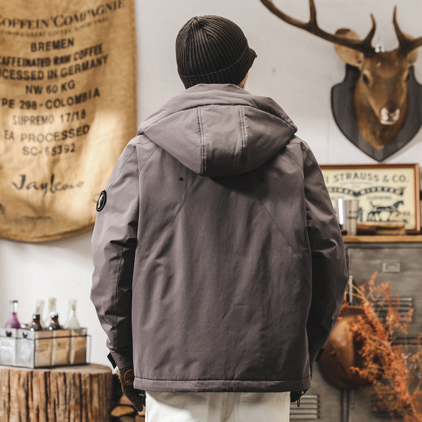 美式復古90鴨絨工裝羽絨服男冬季潮牌新款戶外連帽加厚保暖外套男