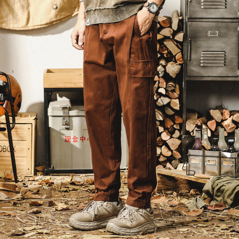 杰雷諾美式復古直筒休閒褲男秋冬款寬鬆潮牌痞帥戰術工裝褲男