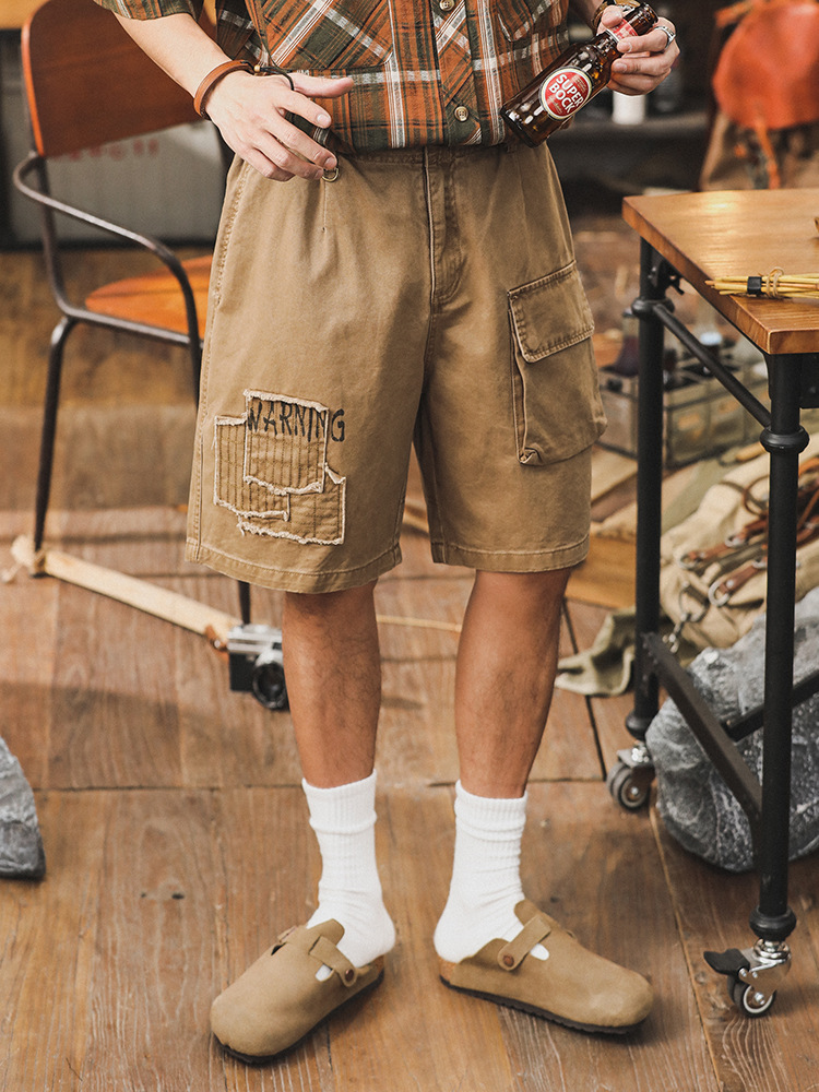 美式潮牌重磅工裝短褲男夏季潮流寬鬆大碼五分褲2024新款休閒褲男