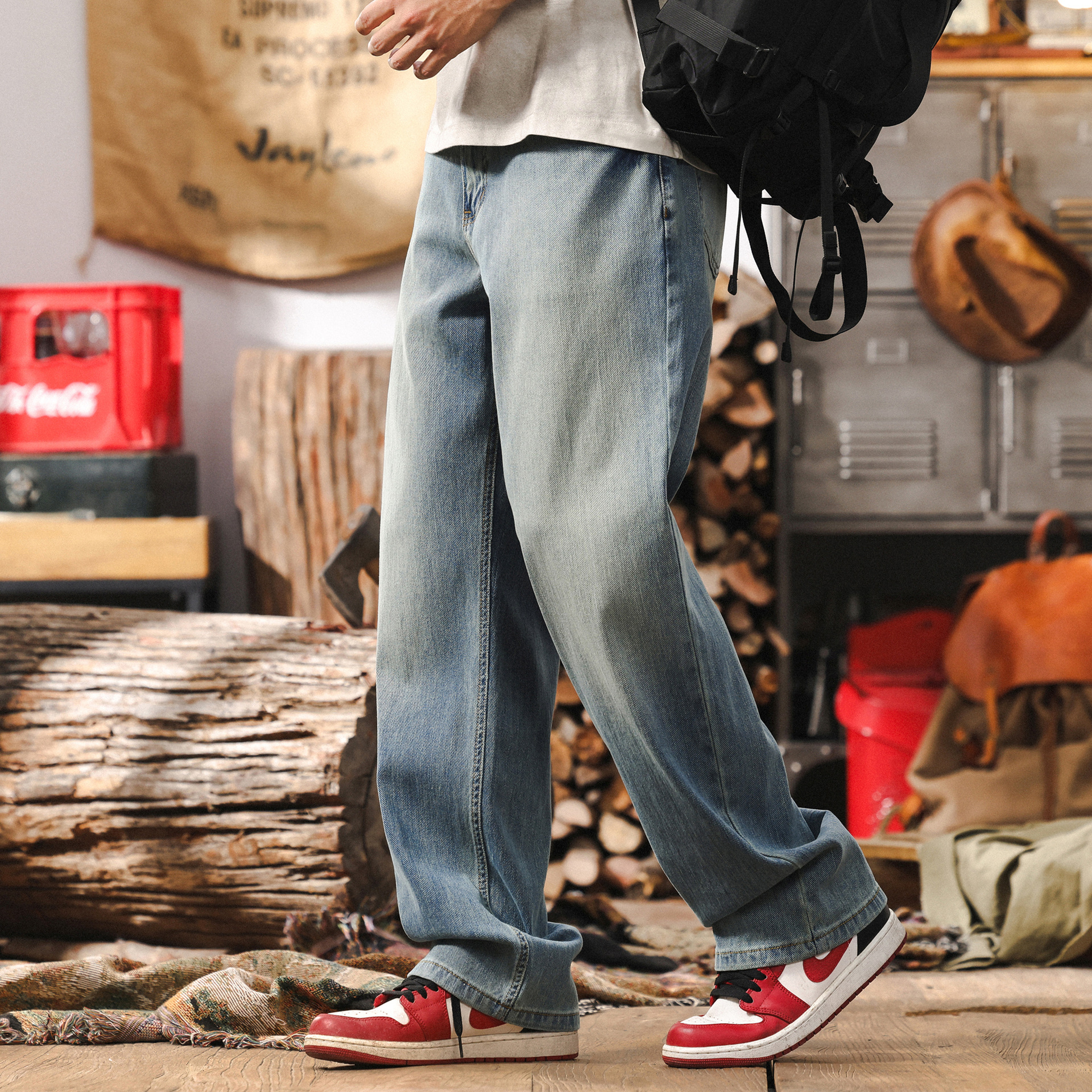 【K-cool冰感】薄款牛仔褲男夏季2025新款美式復古直筒水洗休閒褲