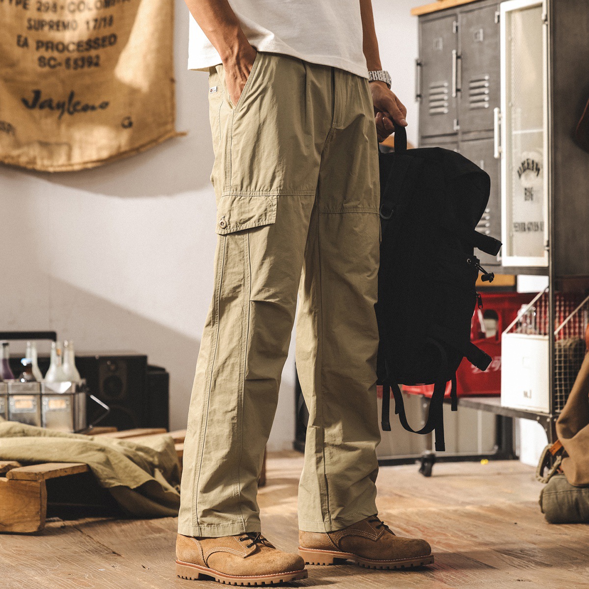 美式山系工裝褲子男夏季新款潮牌戶外機能速幹長褲寬鬆男士休閒褲