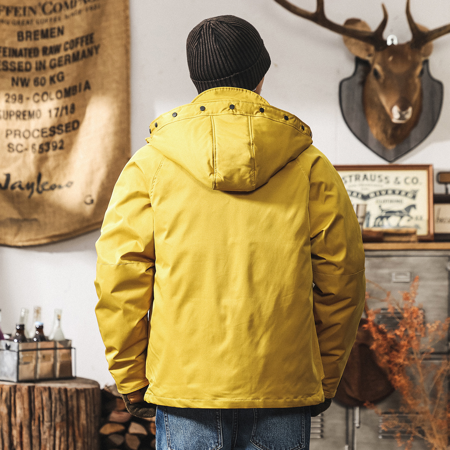 90%純白鴨絨高充絨蓬鬆羽絨服男冬季加厚美式復古戶外工裝外套男