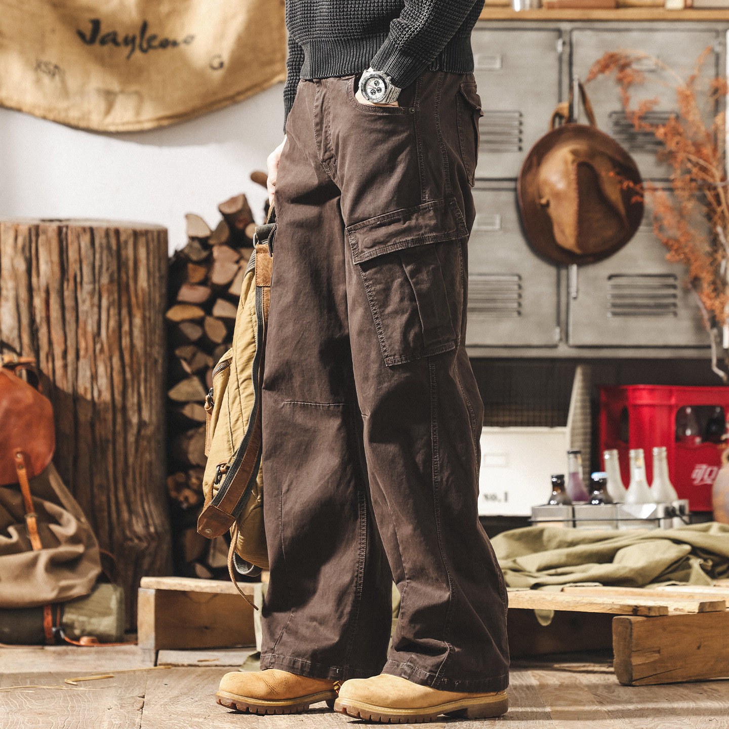 美式復古工裝褲子男2026新款春季寬鬆直筒闊腿高街潮流男士休閒褲