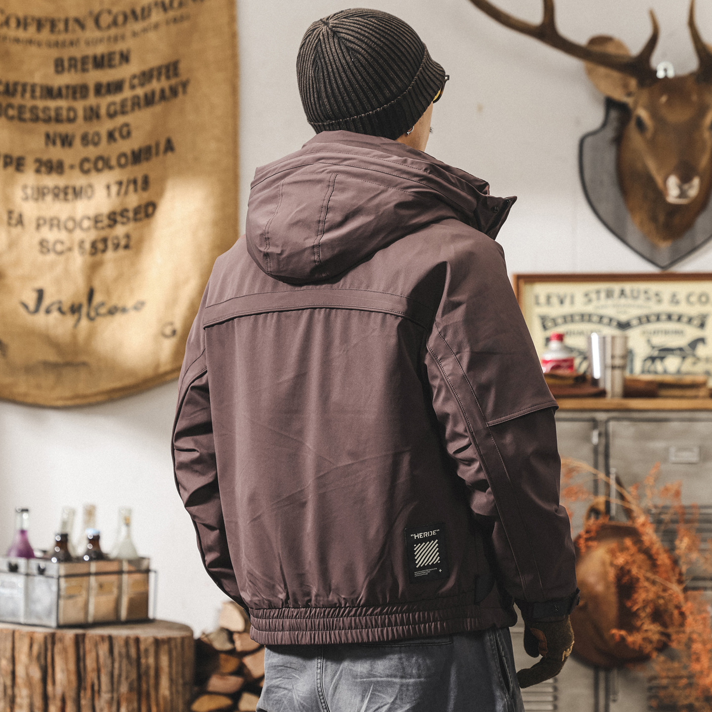 美式復古90純白鴨絨連帽工裝羽絨服男冬季加厚保暖禦寒派克服外套