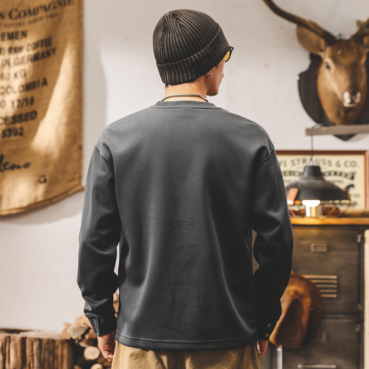 美式復古300g重磅t恤男秋季新款寬鬆大碼男裝潮流長袖男士上衣潮T