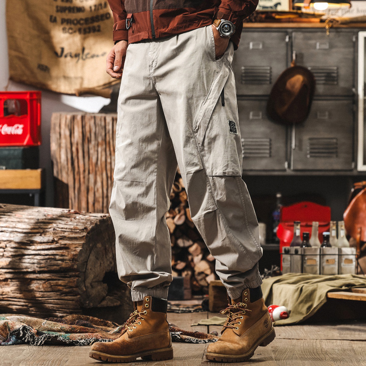 山系戶外機能工裝褲子男夏季薄款直筒長褲美式復古寬鬆潮牌休閒褲