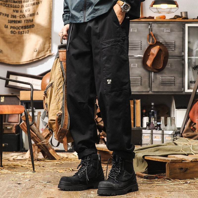 美式復古工裝褲子男秋季2024新款潮牌戰術戶外寬鬆直筒男士休閒褲