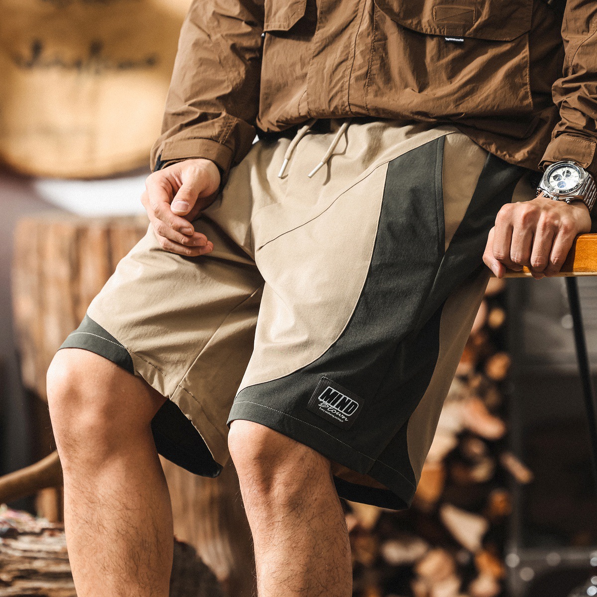 山系戶外工裝褲子男款夏季運動速幹中褲男寬鬆直筒薄款男生五分褲