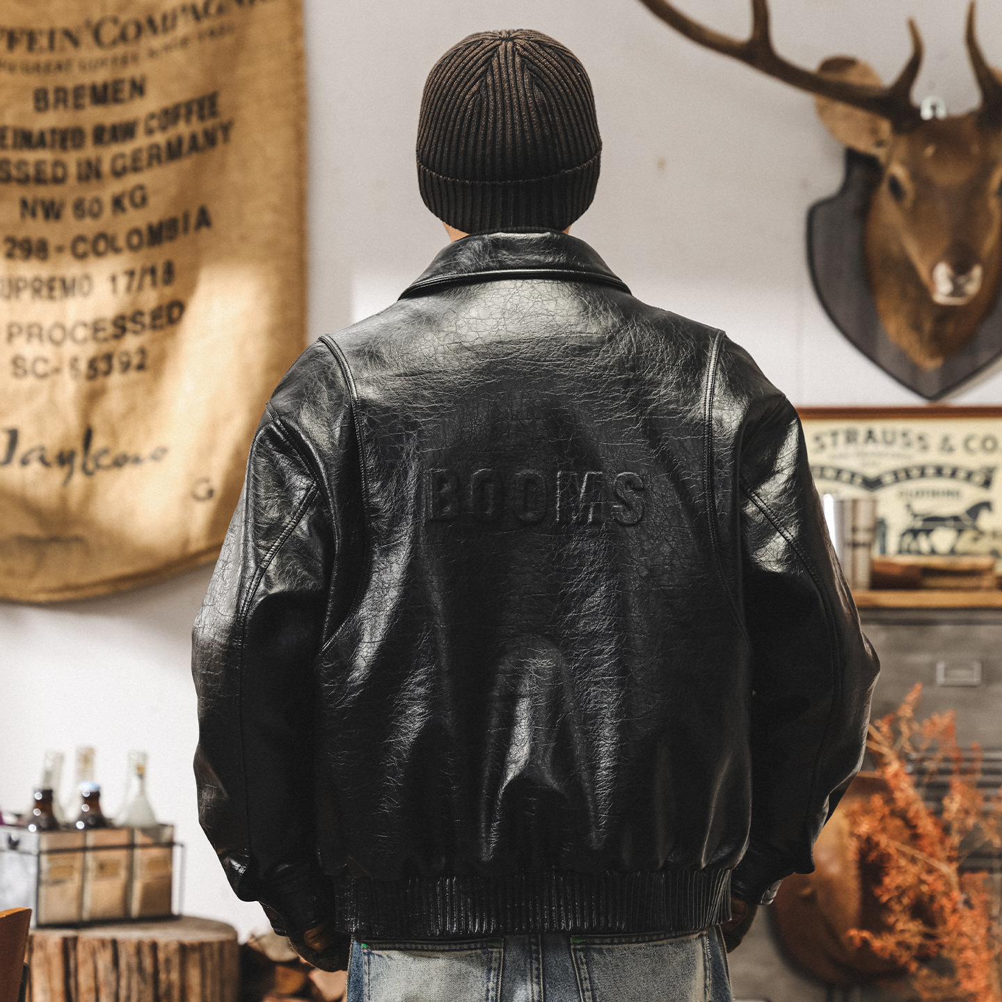 美式復古90%鴨絨機車皮衣羽絨服男冬季加厚保暖潮流皮夾克外套男