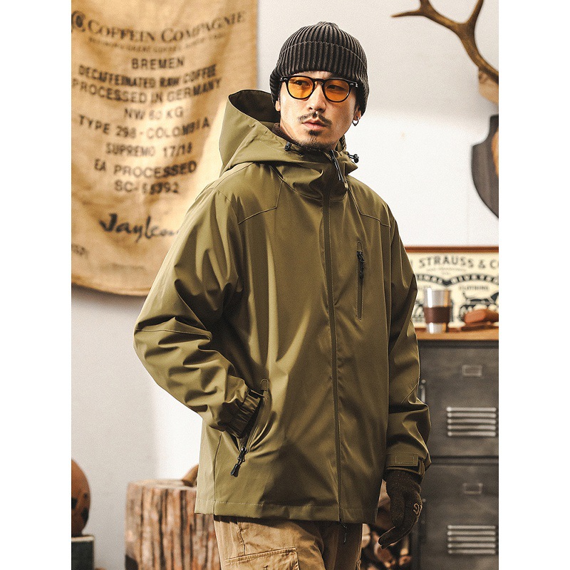 美式復古三防工裝夾克男春秋2025新款戶外機能通勤山系連帽外套男