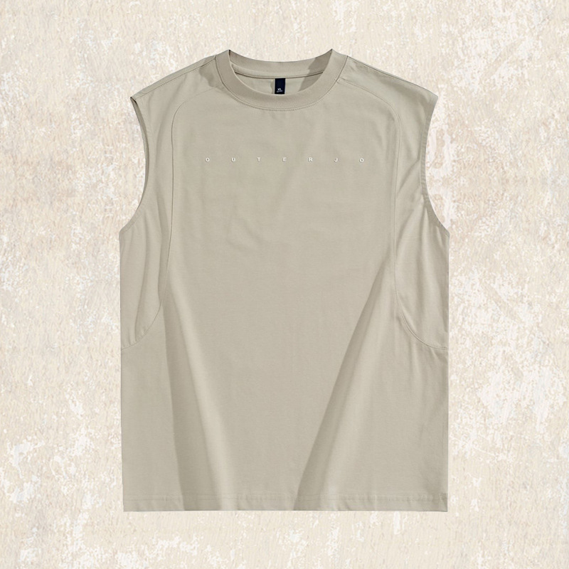 索羅娜涼感無袖T恤男夏季潮牌發泡印花寬鬆男士運動健身坎肩背心