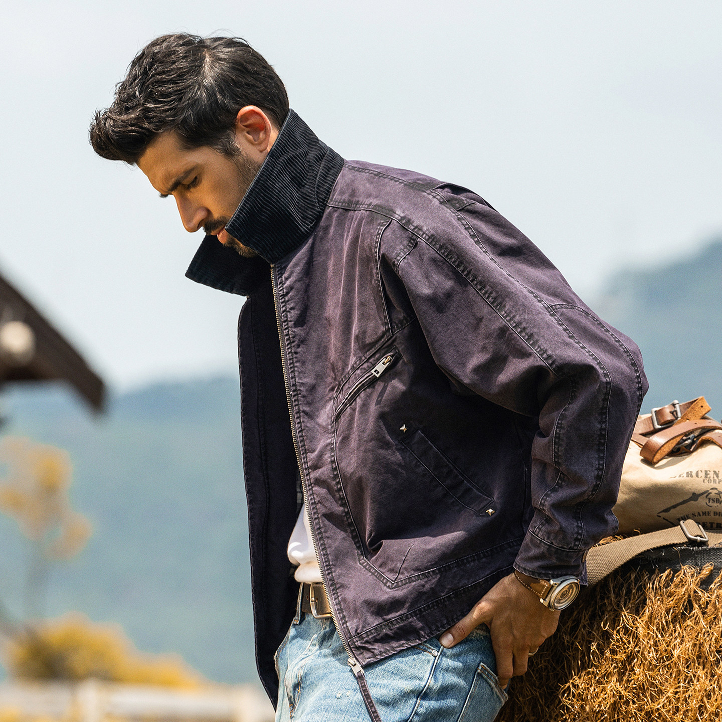 美式復古工裝夾克男短款寬鬆機車服春季新款機能硬漢獵裝男士外套