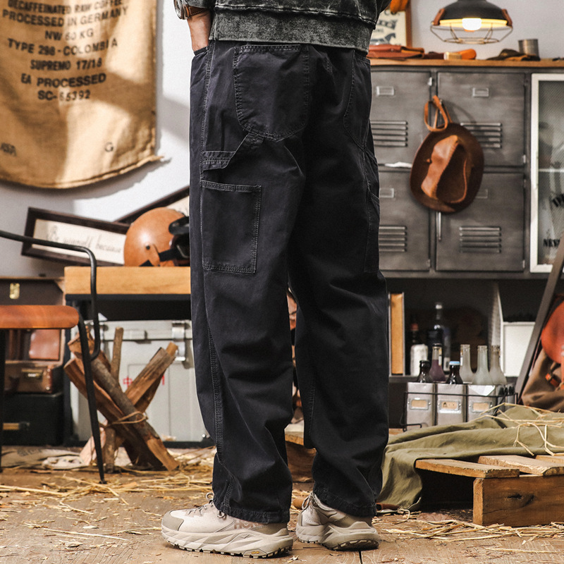 美式復古工裝褲子男直筒阿美咔嘰水洗伐木褲秋季潮牌重磅休閒長褲