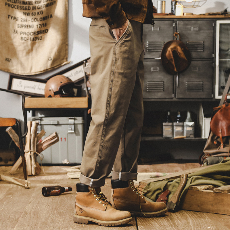 美式複古重磅工裝褲子男2024年新款男士休閑褲春秋季簡約錐形長褲