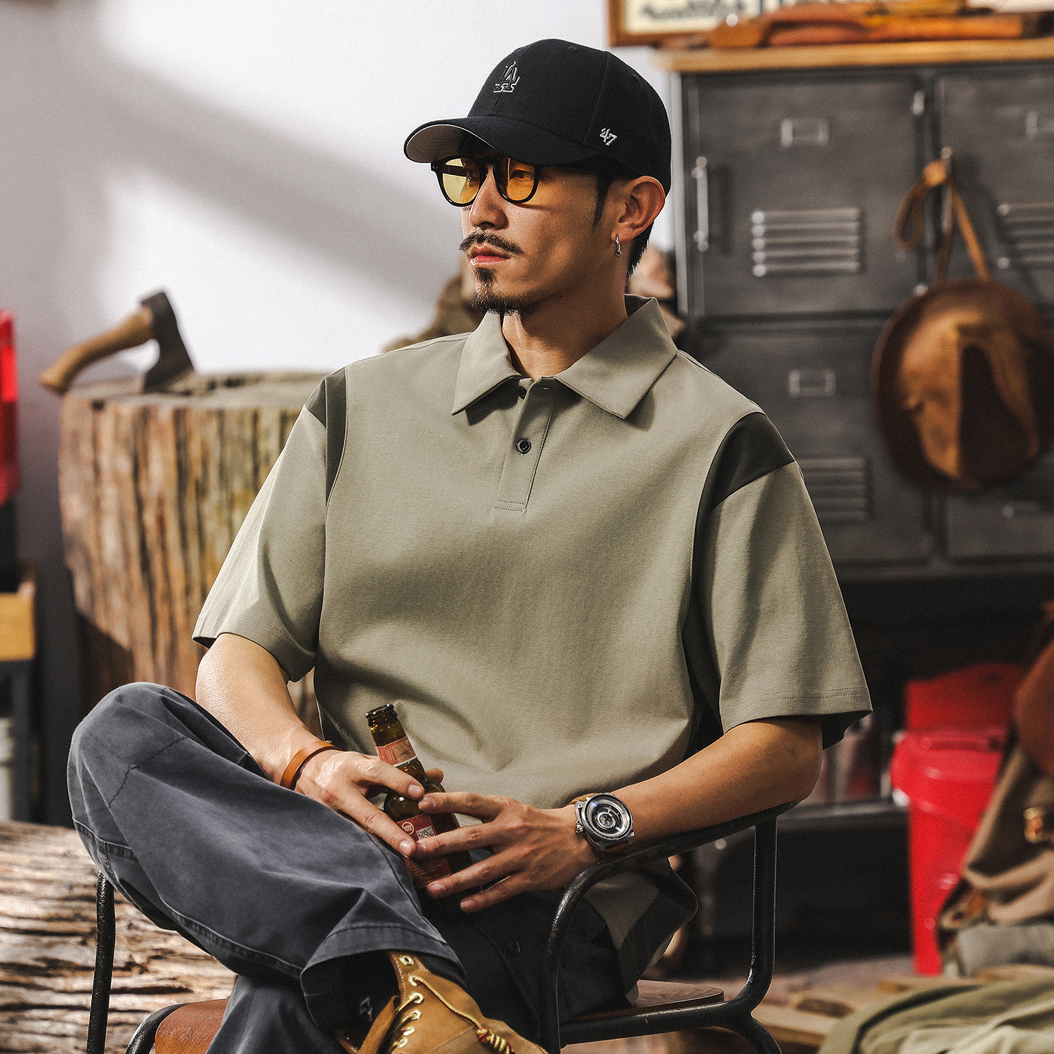 夏季Polo衫男短袖T恤男士半袖潮牌針織體恤2025新款美式復古男裝