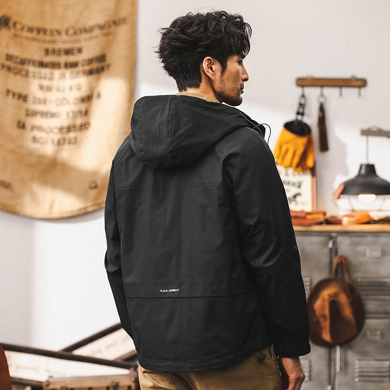 美式復古工裝衝鋒衣外套男秋季潮牌寬松山系戶外獵裝機能夾克男款