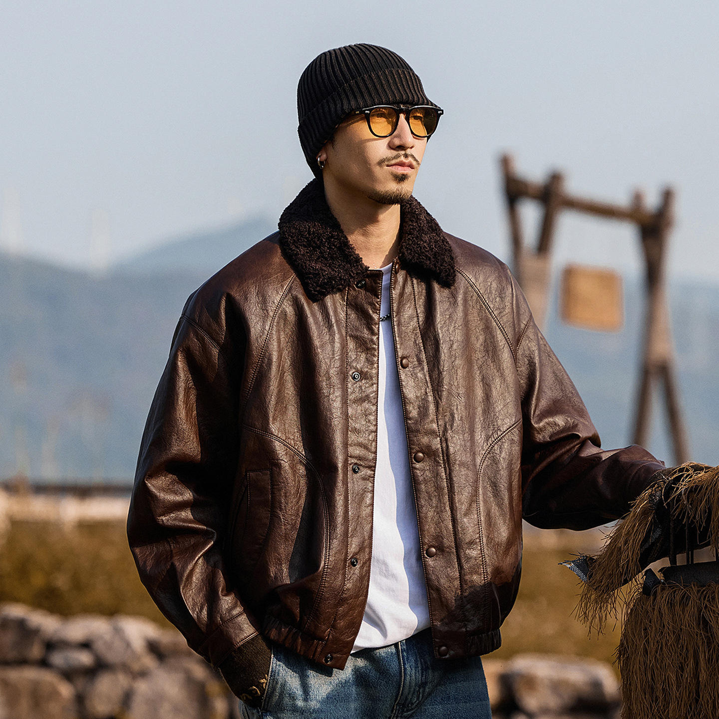 美式加厚羊羔絨棉服男冬季潮流機車皮衣男士棉襖保暖棉衣加絨外套