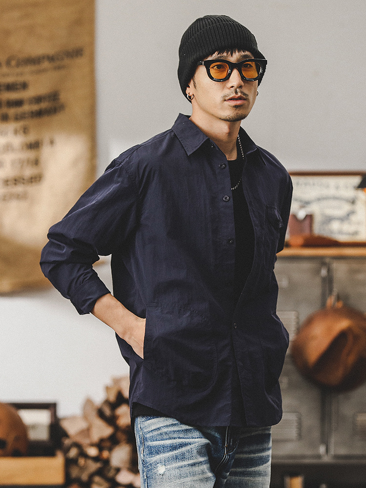 美式復古工裝長袖襯衫男2024年新款機能戶外多口袋美拉德襯衣外套