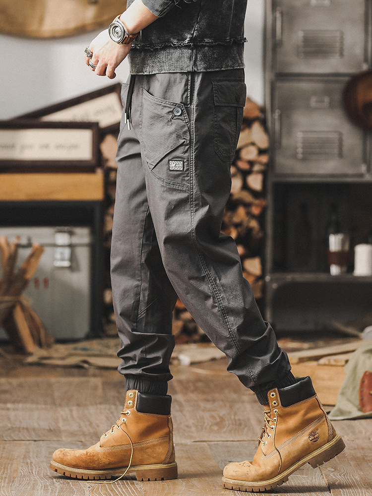 杰雷諾工裝褲子男夏季薄款男生束腳褲潮牌痞帥寬鬆直筒男士休閒褲