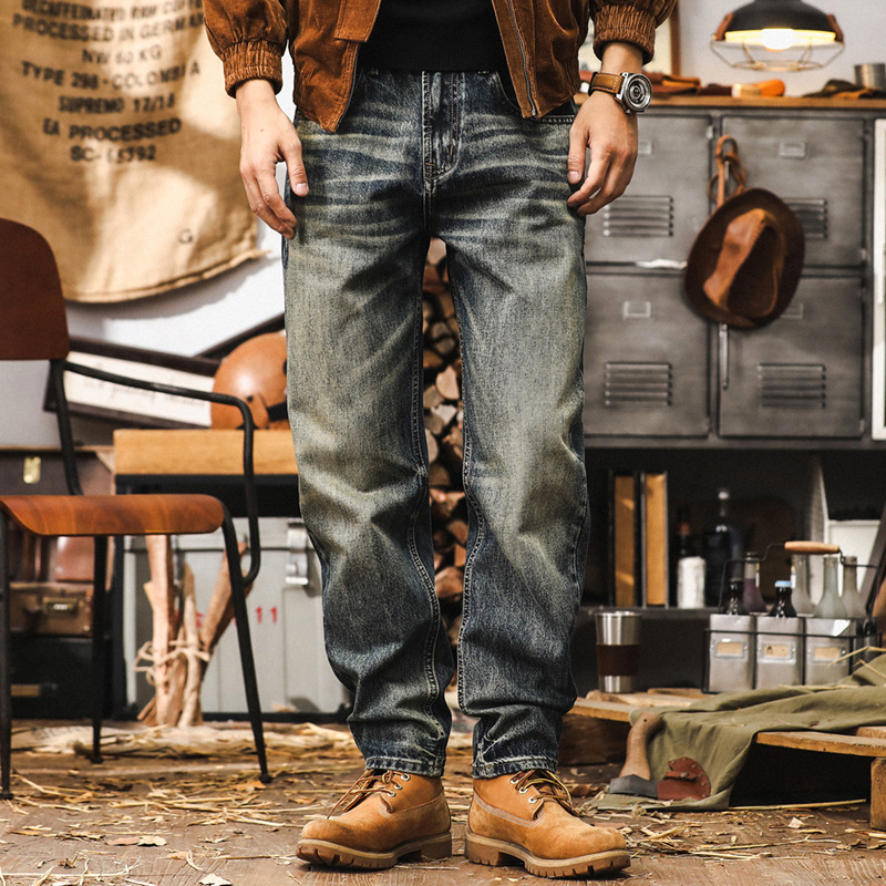 美式經典復古秋季牛仔褲男款直筒寬鬆2024新款休閒長褲潮牌褲子男