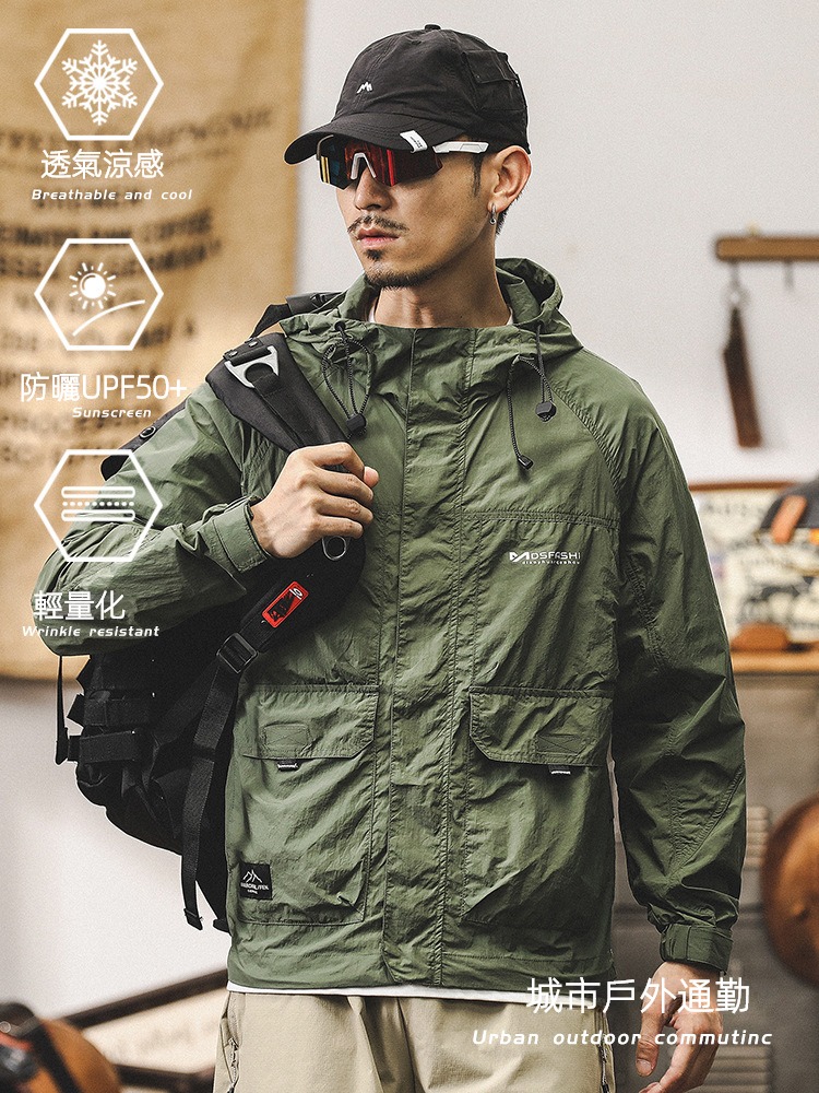 夏季涼感速乾戶外防曬衣男UPF50 防紫外線騎行釣魚男士防曬服外套