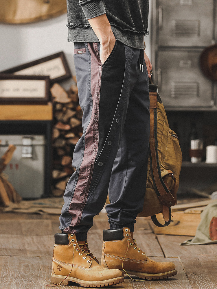 潮牌工裝褲男寬鬆束腳休閒褲男2024新款夏季小眾個性痞帥男生褲子