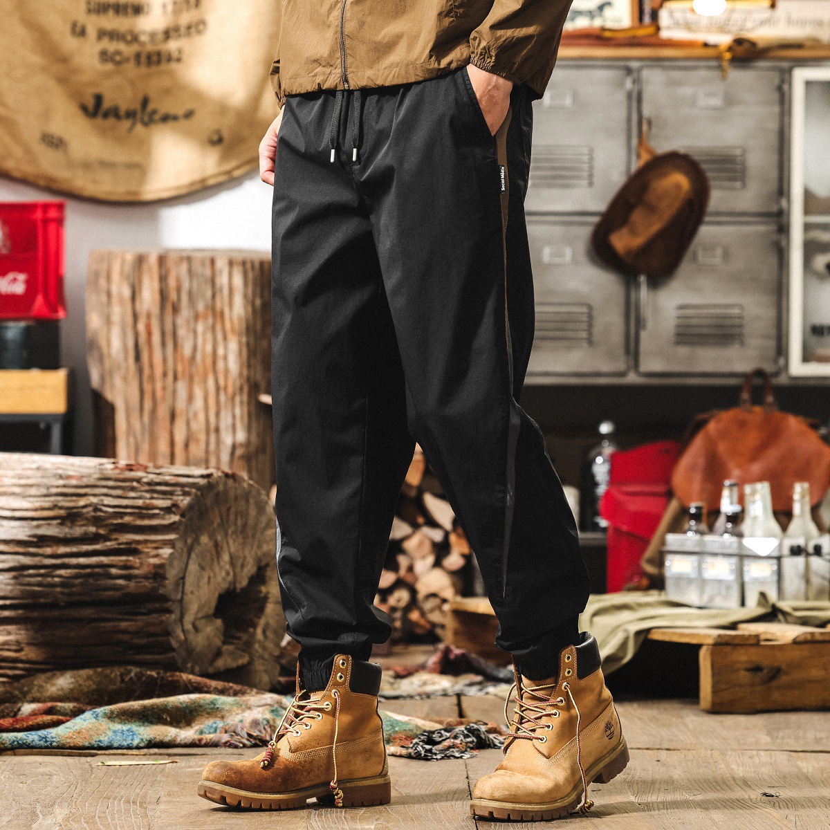 涼感冰絲褲男夏季薄款褲子男士寬鬆直筒美式潮牌寬鬆大碼休閒長褲