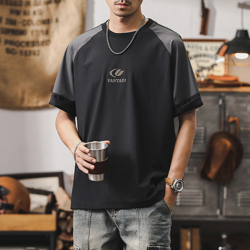 杰雷諾薄款冰絲T恤男短袖夏季2024新款運動透氣速乾男士半袖體恤