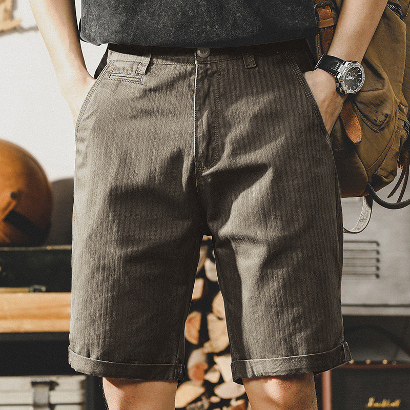 320g重磅斜紋質感美式復古工裝短褲男夏季日系阿美咔嘰五分褲