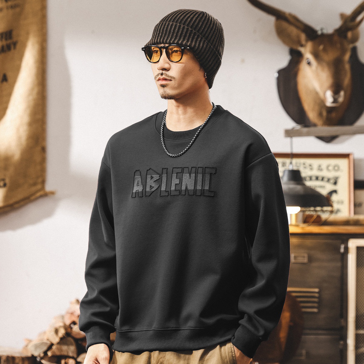 美式重磅復古酒紅色衛衣男2025秋季新款長袖t恤寬鬆大碼男裝上衣