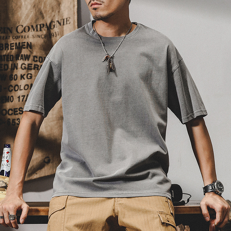 美式250g重磅T恤男短袖夏季ins潮流復古酵磨寬鬆基礎款打底衫