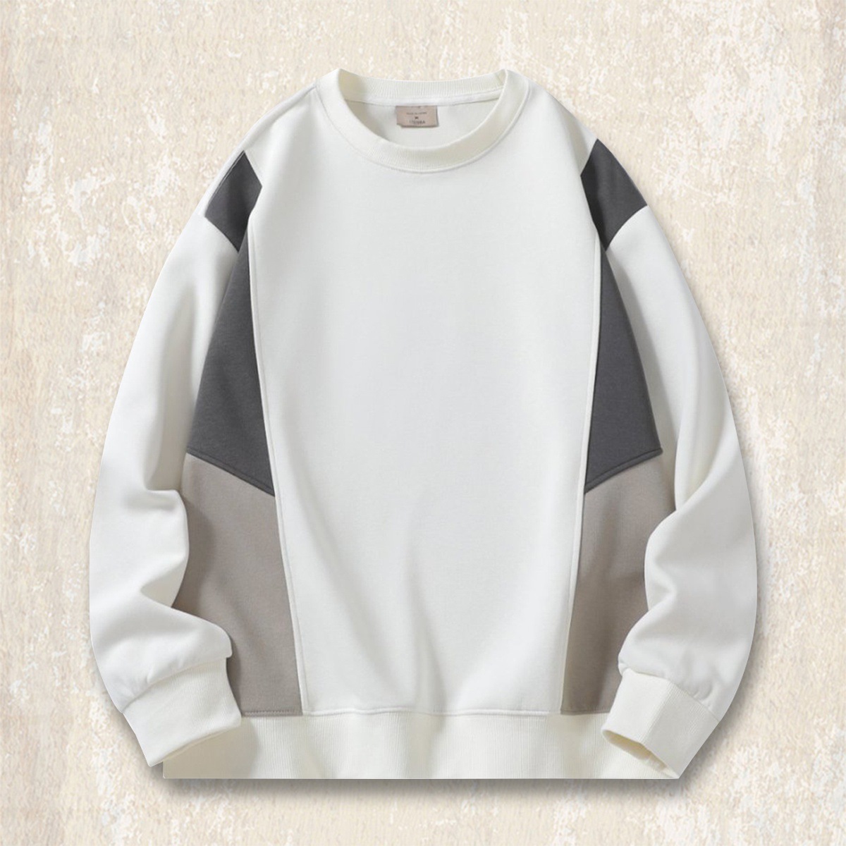 美式復古重磅男士衛衣2025新款春秋圓領寬鬆大碼男裝秋季拼色上衣