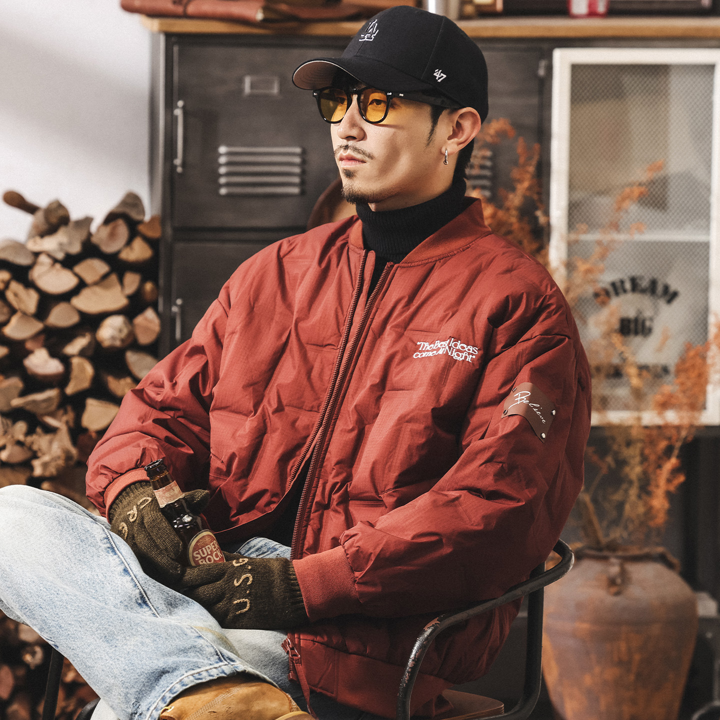 美式復古90鴨絨輕薄羽絨服男冬季保暖飛行夾克大碼壓花羽絨外套男