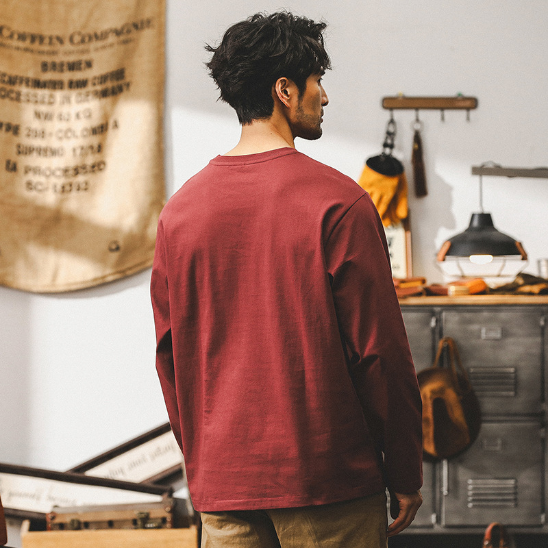 美式復古長袖T恤男秋季重磅打底衫潮牌寬鬆男士休閒圓領上衣