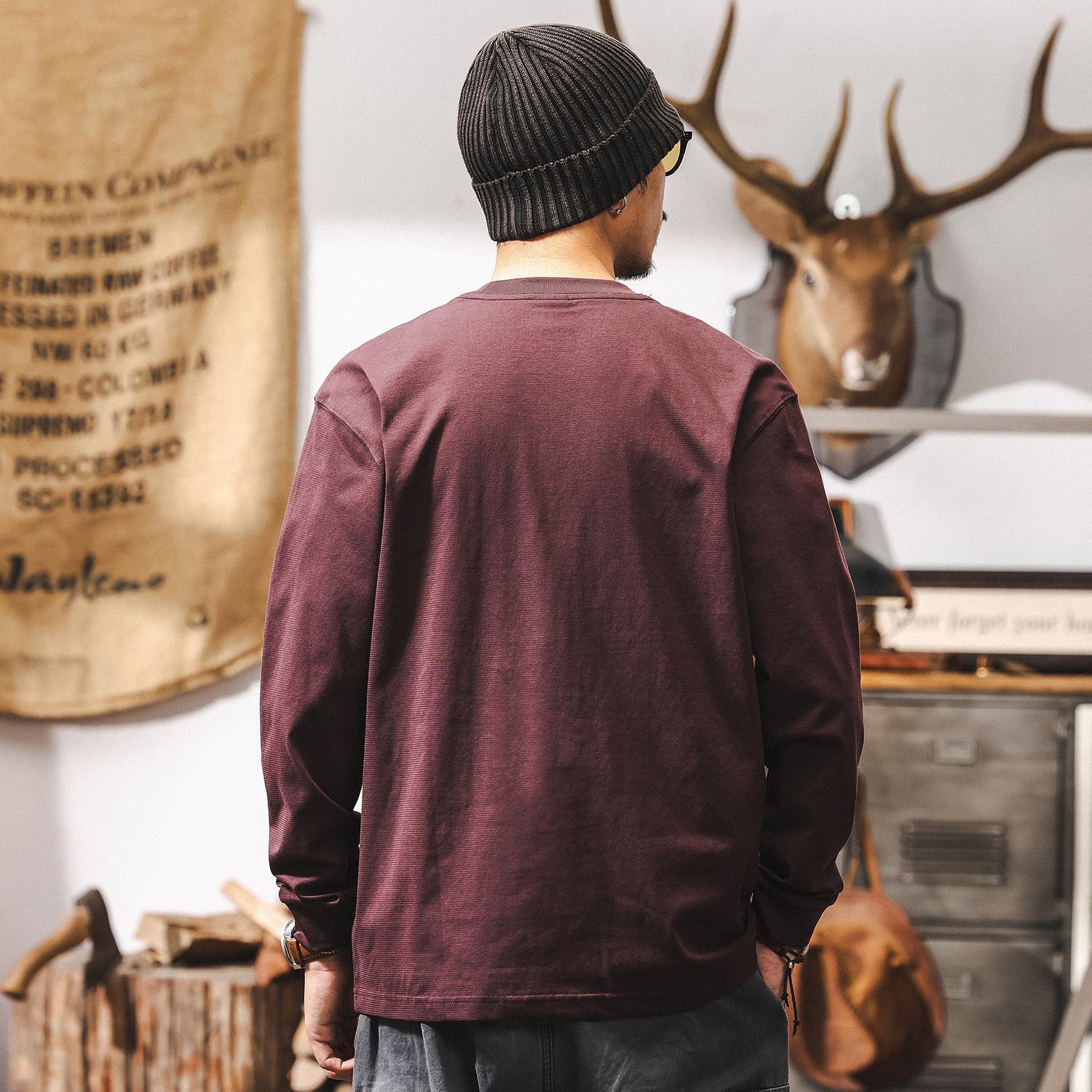 美式潮牌簡約T恤男長袖春季2025新款寬鬆圓領內搭打底衫休閒上衣T