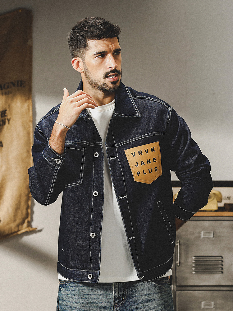 傑雷諾美式復古重磅賽絡紡牛仔外套男春秋款寬鬆潮流帥氣工裝夾克