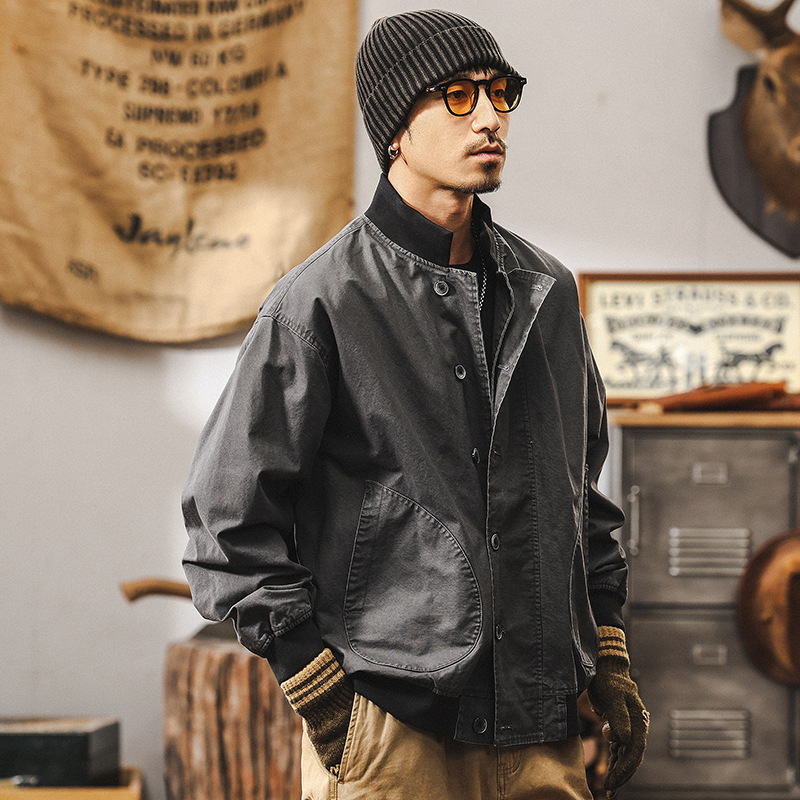 美拉德復古工裝甲板夾克男春季2025新款阿美咔嘰寬鬆休閒美式外套
