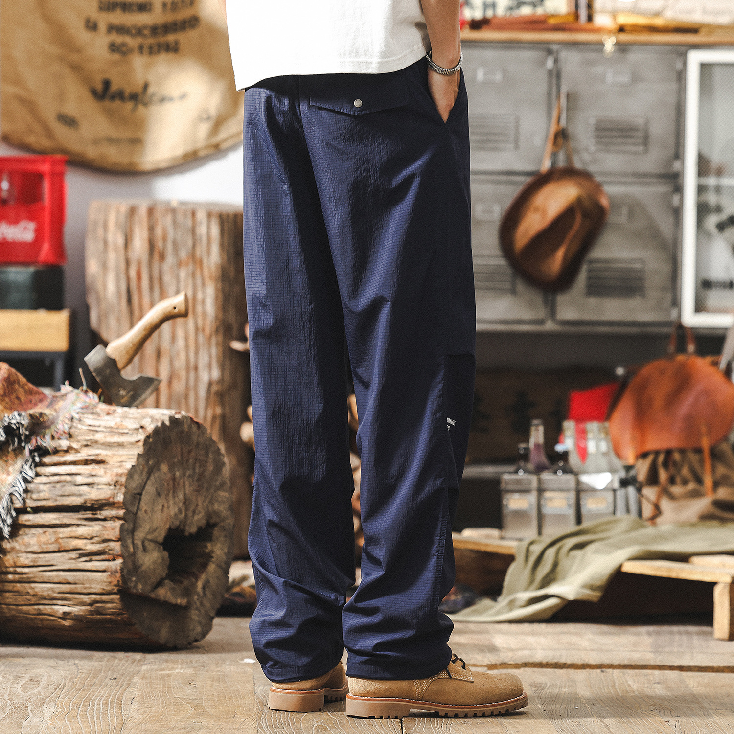 夏季薄款褲子男寬鬆闊腿休閒長褲美式潮牌直筒機能戶外速幹傘兵褲