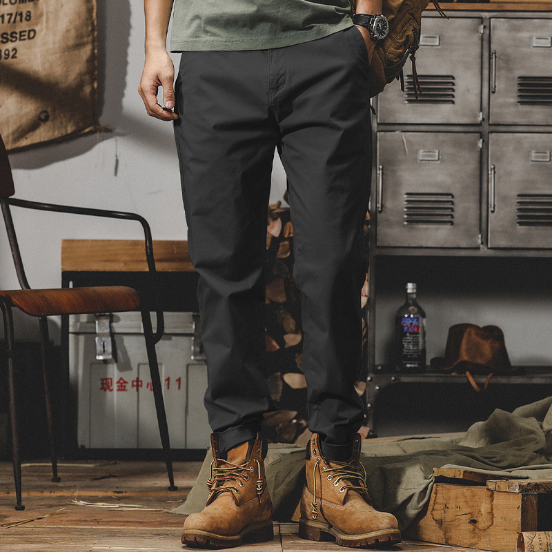 美式重磅復古工裝褲子男直筒上班基礎款簡約男士休閒褲百搭錐形褲