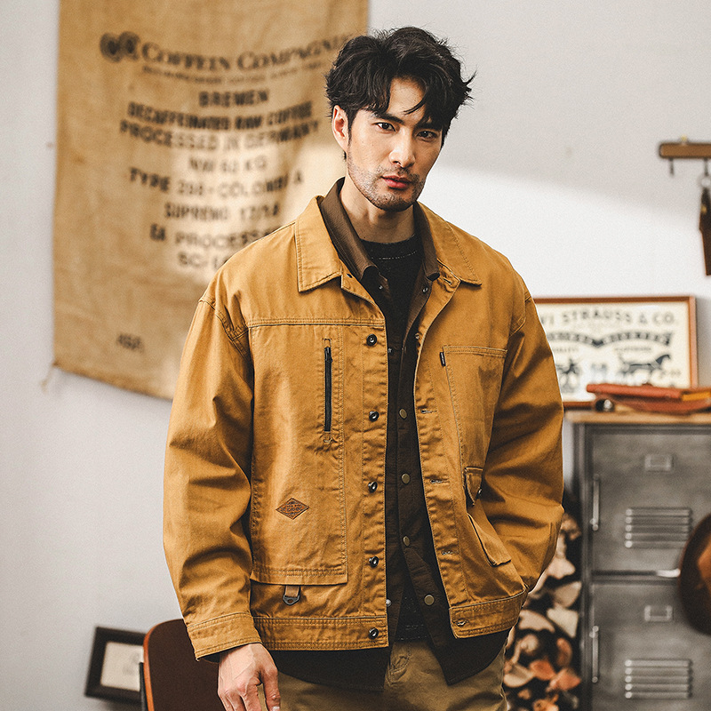 傑雷諾美式複古多口袋工裝夾克男春秋潮牌重磅寬松休閑外套男秋季