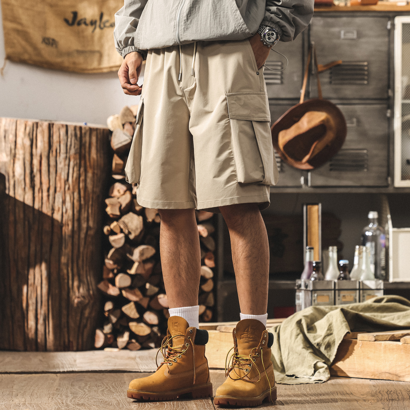 美式復古工裝短褲男士夏季新款潮牌卡其色休閒中褲寬鬆潮流五分褲