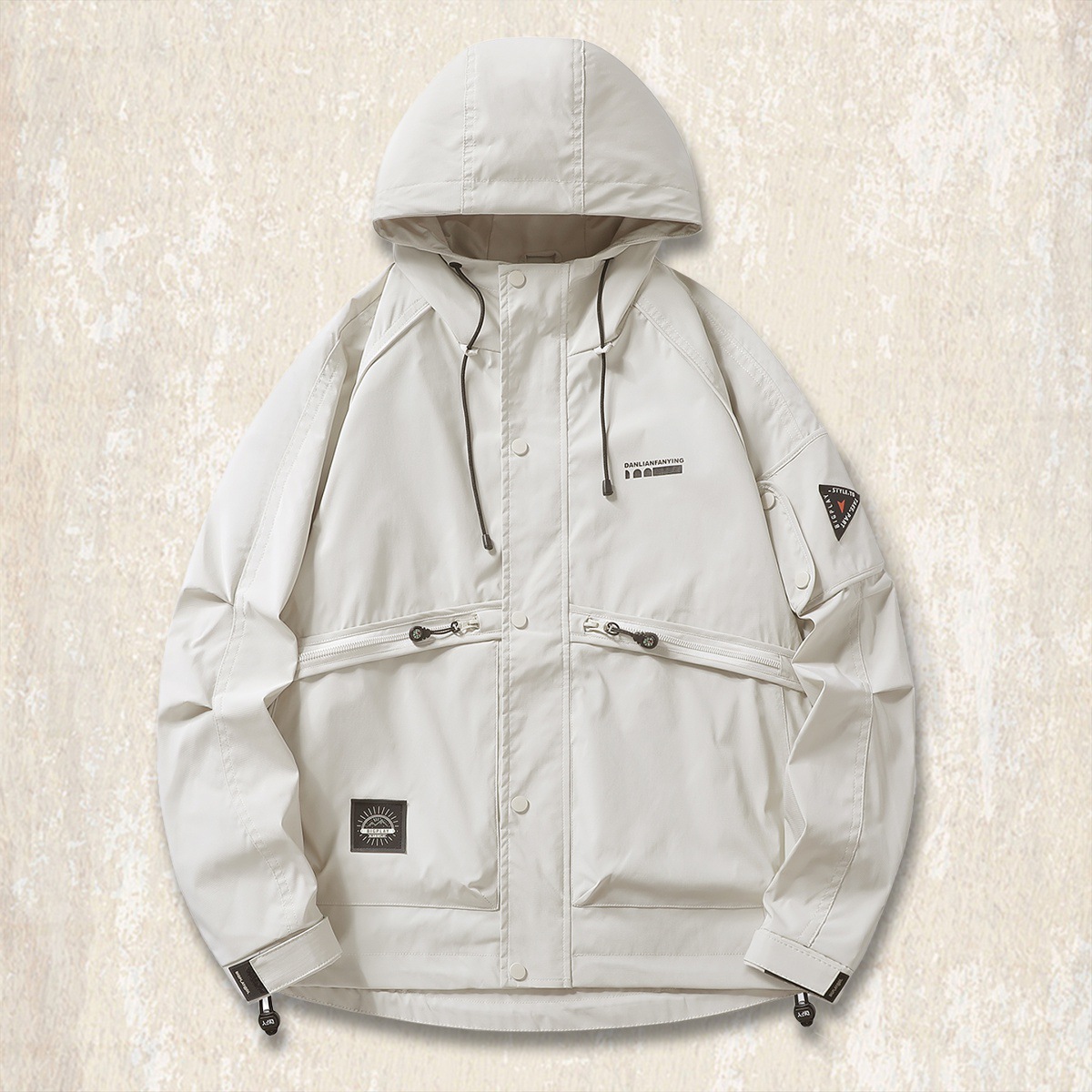 美式復古防風工裝外套男春秋連帽男士潮流山系戶外教練獵裝夾克男