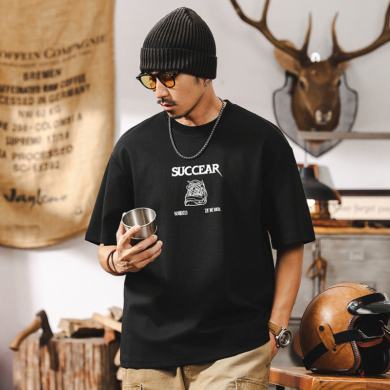 40支涼感T恤男夏季2025新款潮流短袖男寬鬆3D立體印花休閒上衣男T